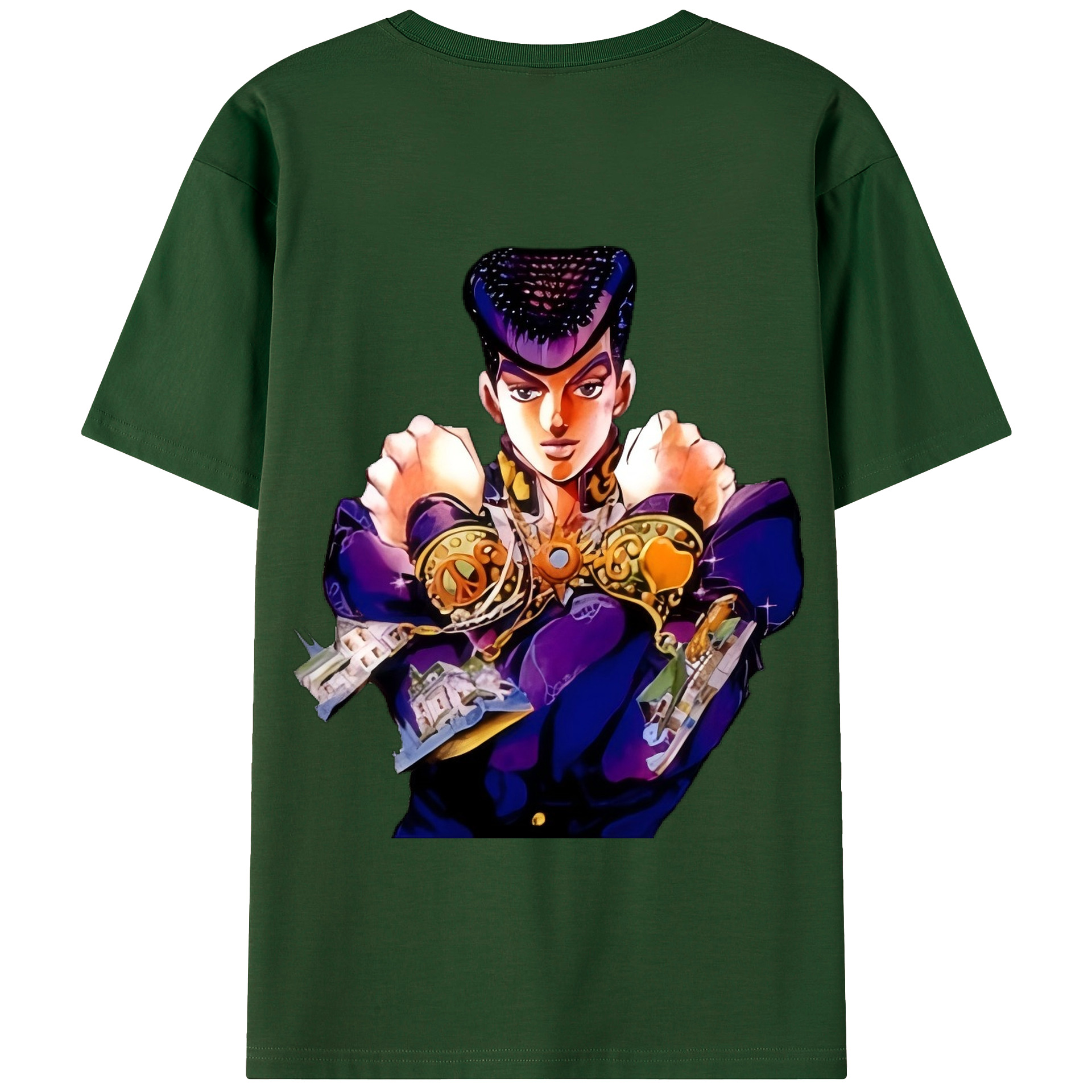 （画像用） ジョジョの奇妙な冒険 ひがしかた じょうすけ JoJo's Bizarre Adventure Higashikata Josuke 綿100％半袖Tシャツ（背面プリント）